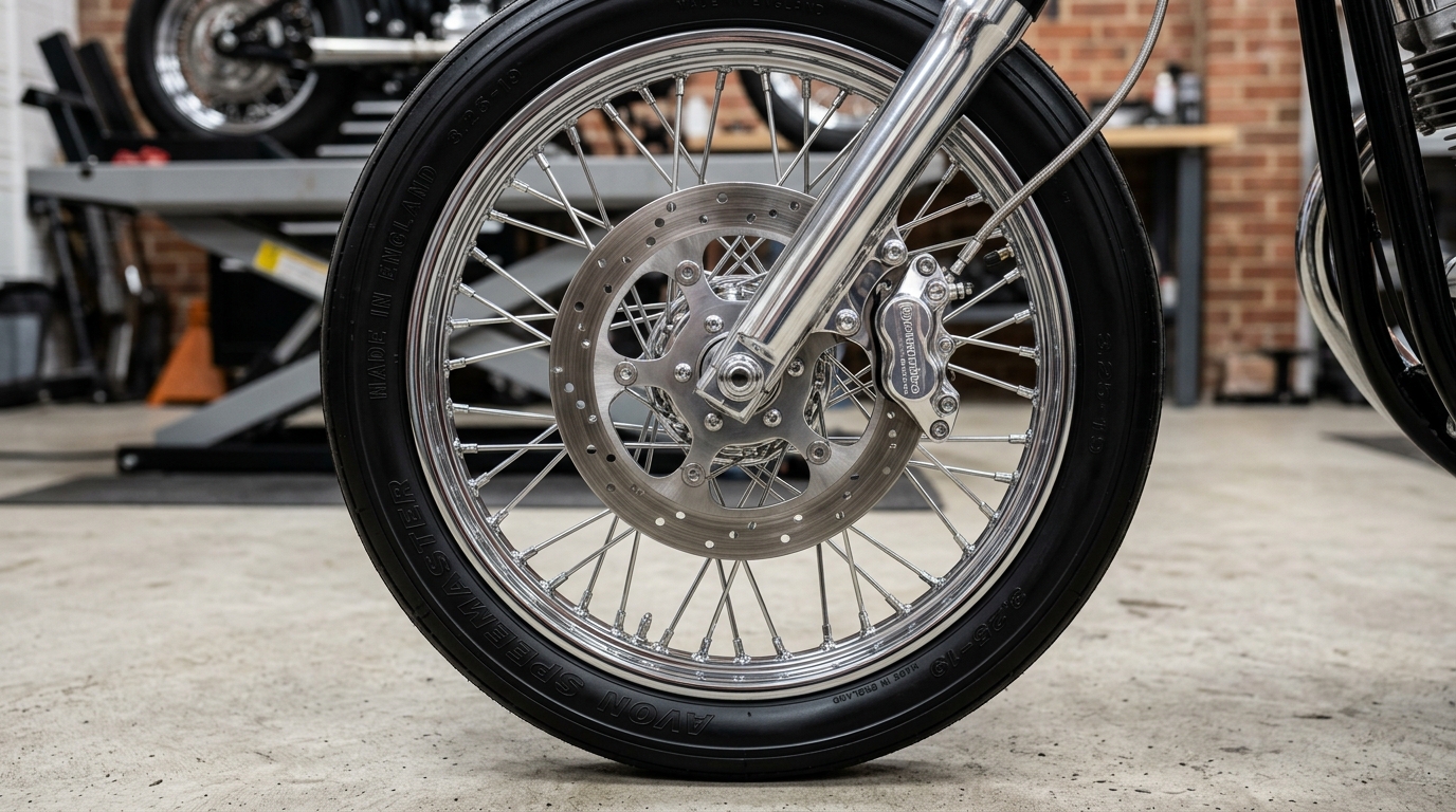 Detailing motorcycle wire spokes, brake calipers, and clean chain